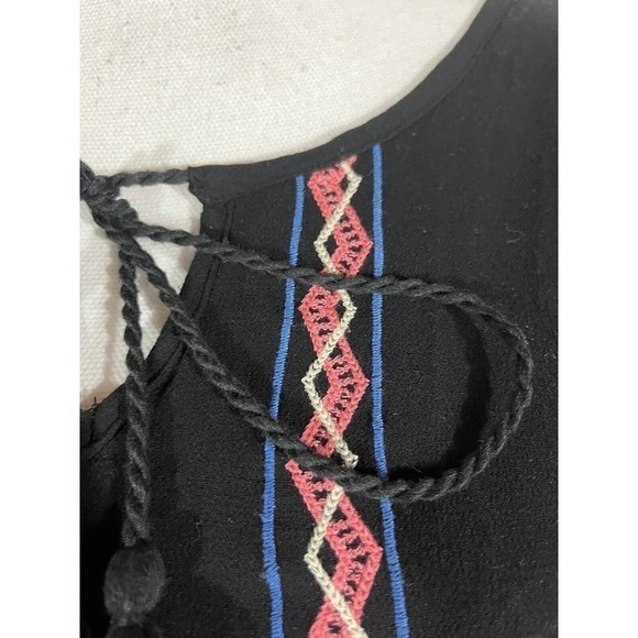 Flying Tomato Blouse Tunic sz Small Black Coral Lagenlook Embroidery Ruffle Boho - Picture 5 of 9